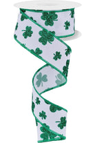 Shop For 1.5" Glitter Shamrocks Ribbon: White (10 Yards)