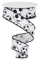 Shop For 1.5" Glitter Soccer Ball Ribbon: White (10 Yards)