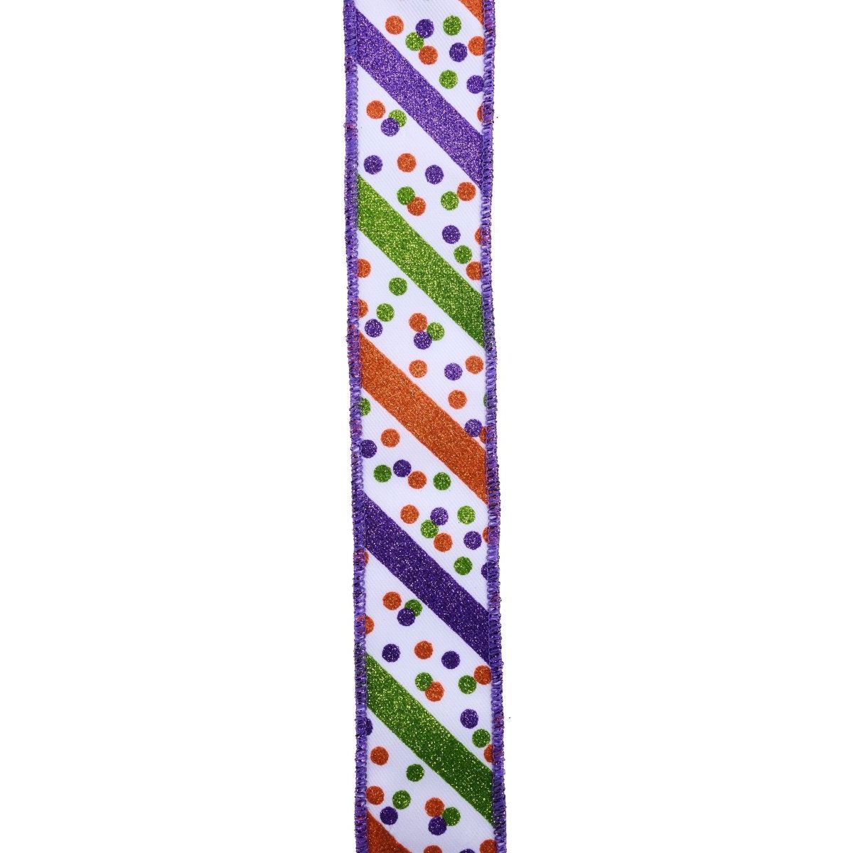 Shop For 1.5" Glitter Stripe Confetti Dots Ribbon: White (10 Yards)
