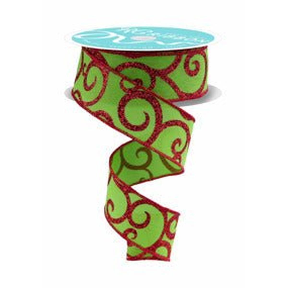 Shop For 1.5" Glitter Swirl Ribbon: Green/Red (10 Yards)
