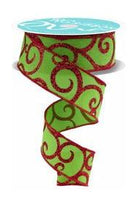 Shop For 1.5" Glitter Swirl Ribbon: Green/Red (10 Yards)