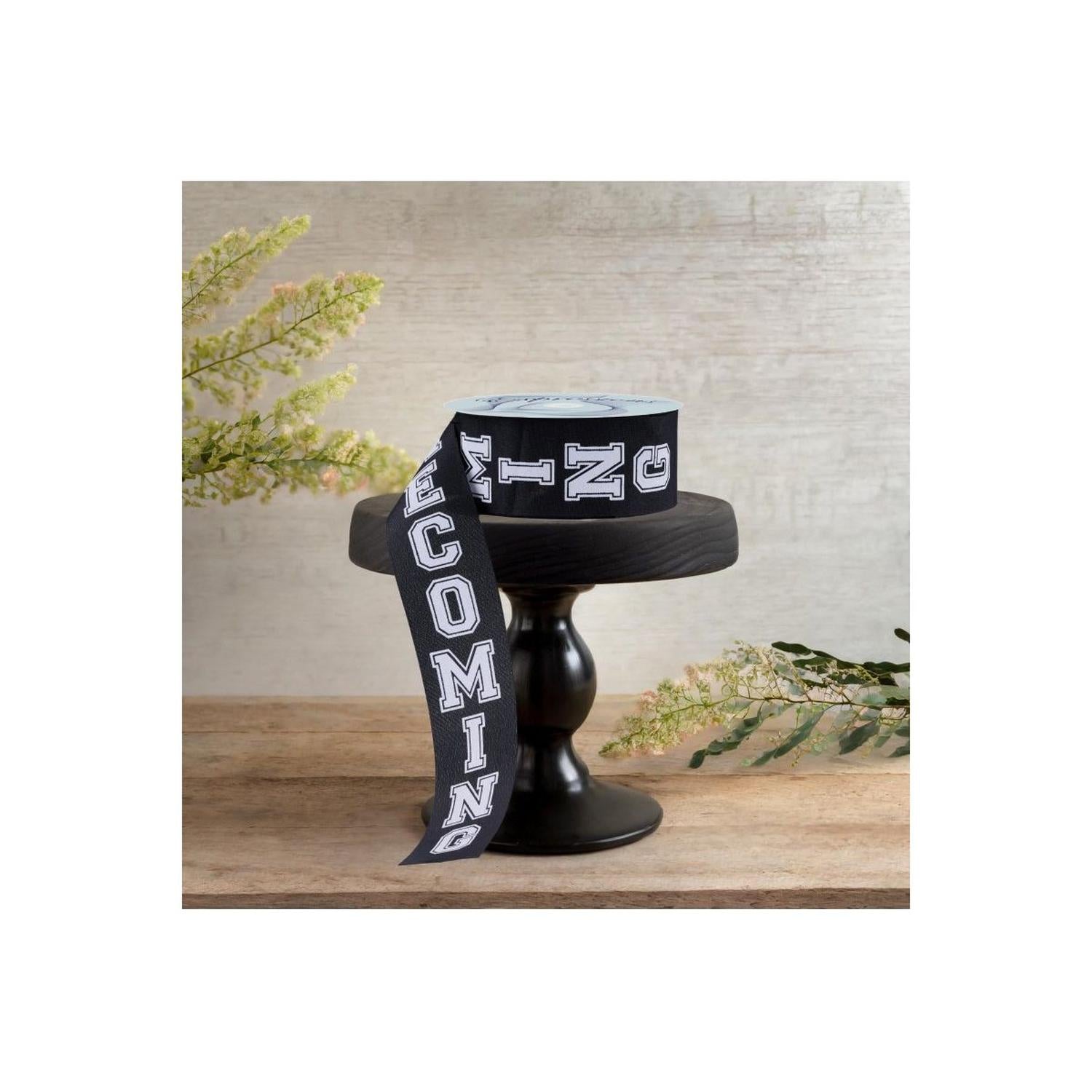 1.5" Homecoming Ribbon: Black/White (100 Feet)