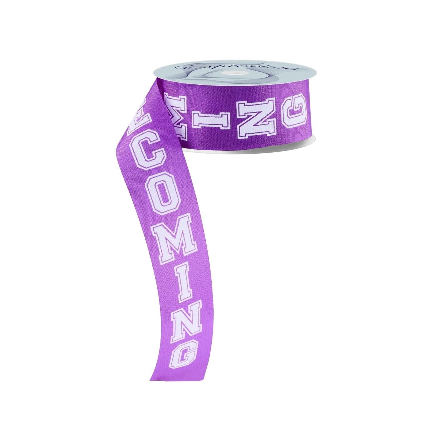 1.5" Homecoming Ribbon: Purple/White (100 Feet)