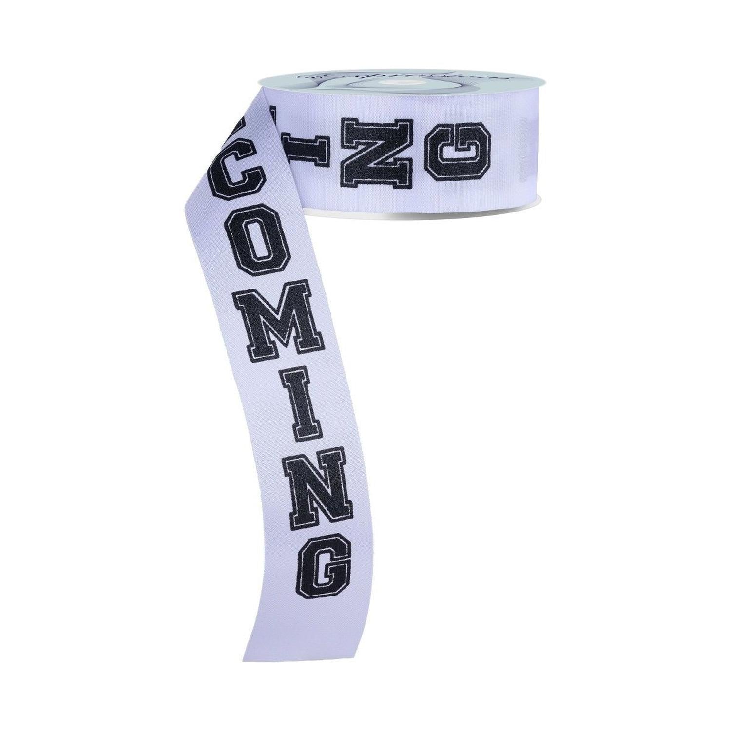 1.5" Homecoming Ribbon: White/Black (100 Feet)