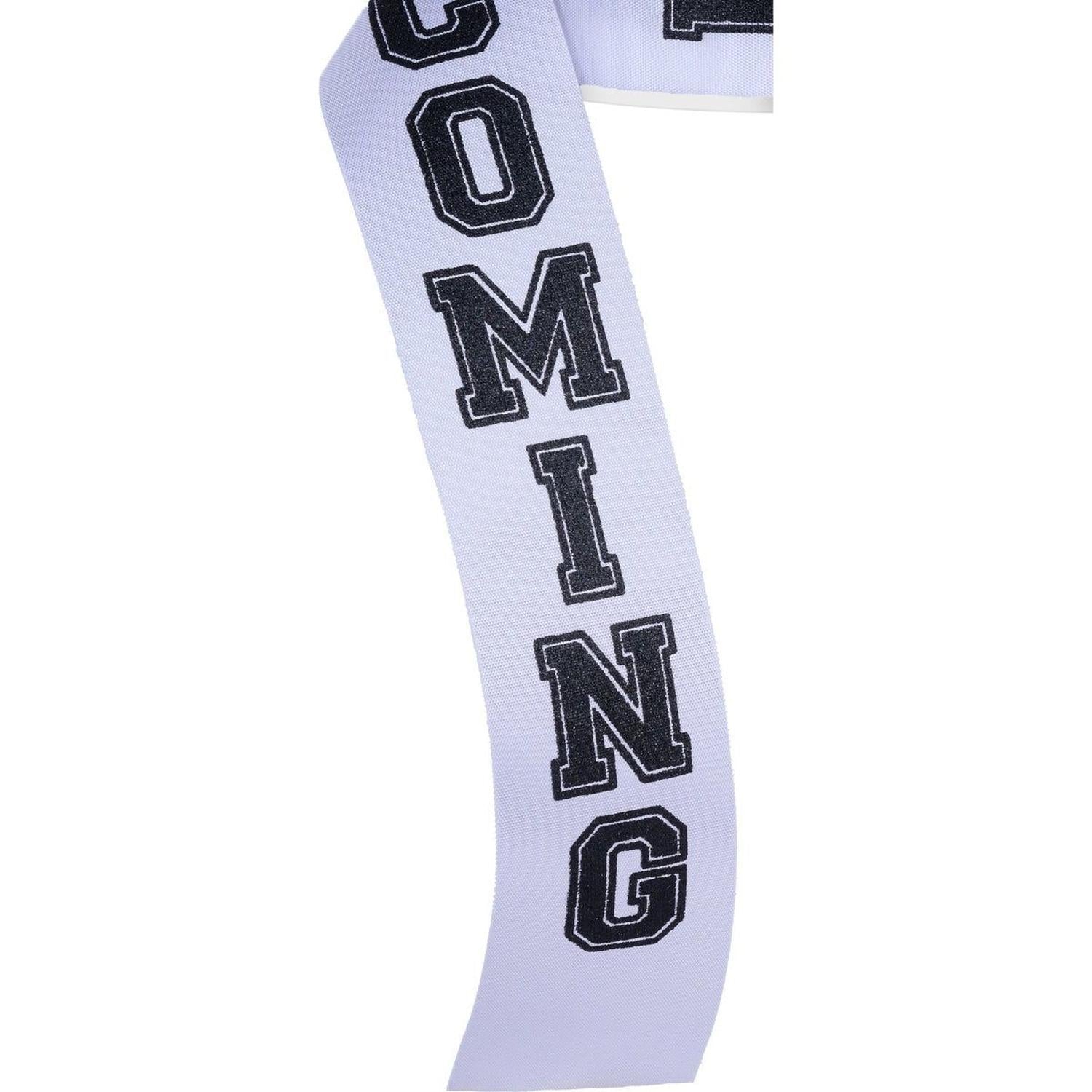 1.5" Homecoming Ribbon: White/Black (100 Feet)