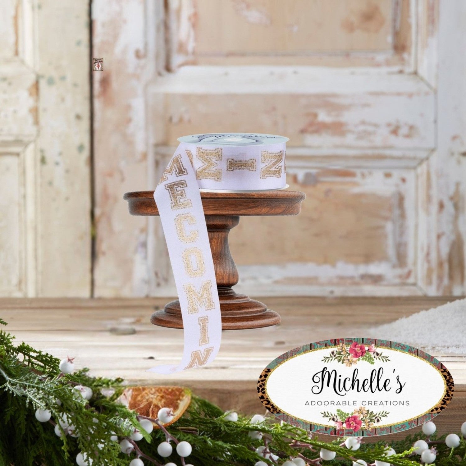 Shop For 1.5" Homecoming Ribbon: White/Gold (100 Feet)