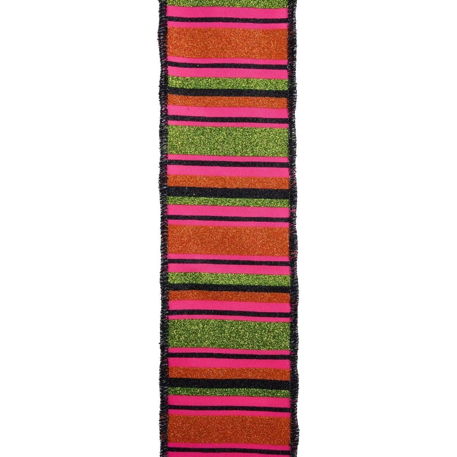 Shop For 1.5" Horizontal Stripe Ribbon: Pink/Lime/Orange (10 Yards)