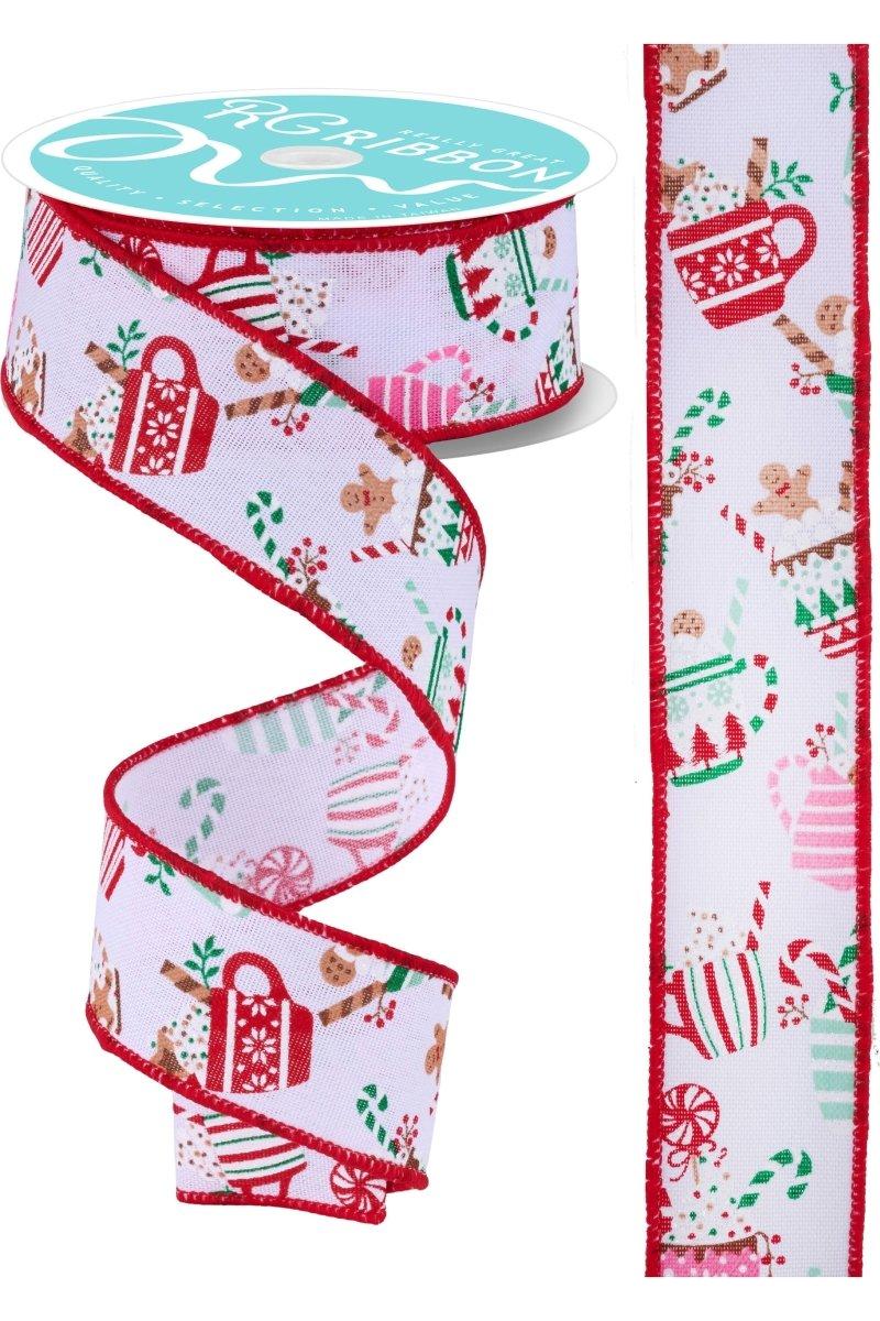 Shop For 1.5" Hot Cocoa Mugs Ribbon: White (10 Yards)
