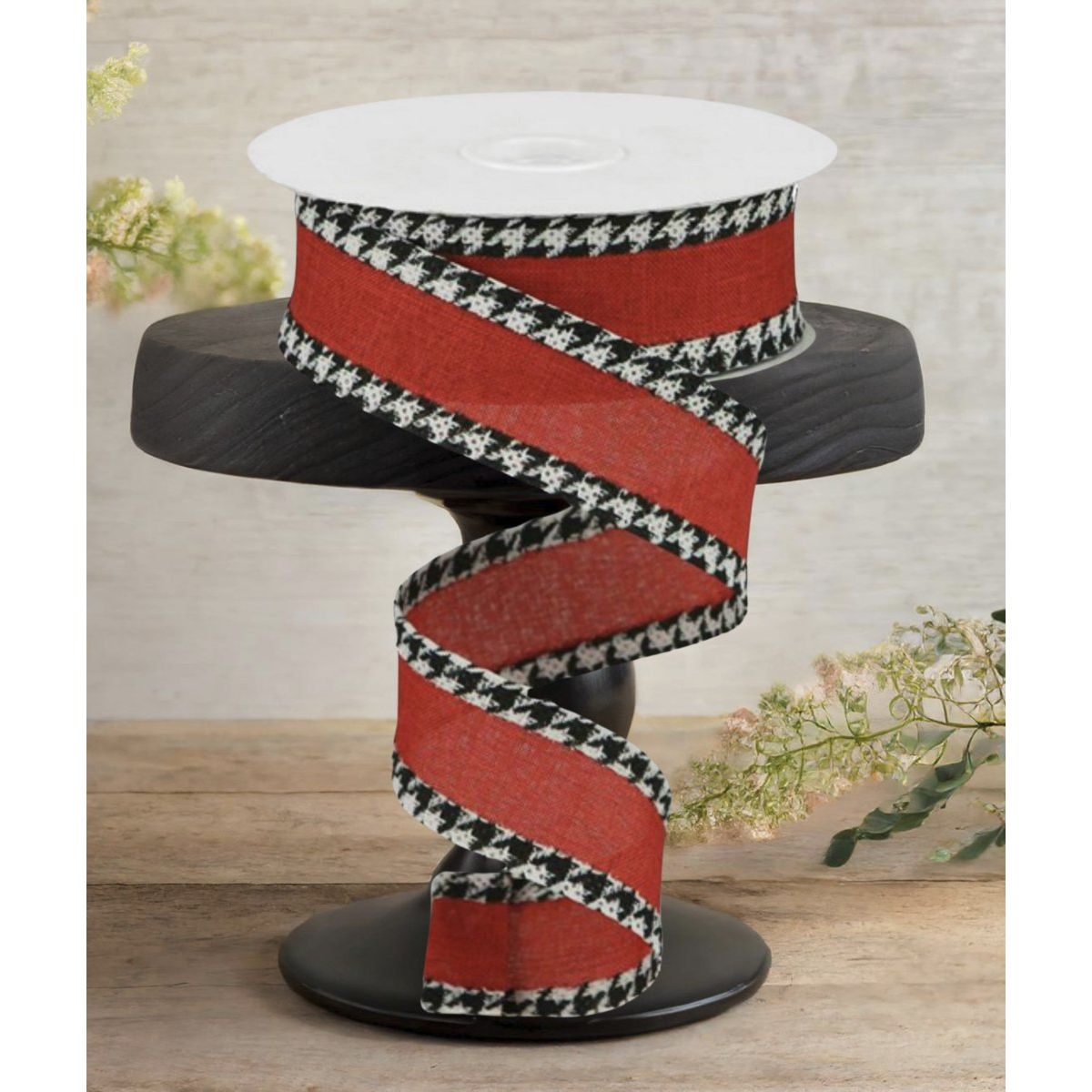 Shop For 1.5" Houndstooth Edge Ribbon: Red, Black, White (10 Yards)