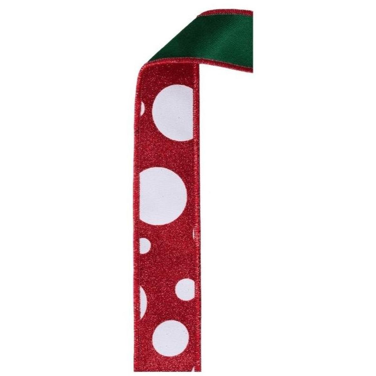 Shop For 1.5 in Giant Polka Dot Fused Ribbon: Red/Green (10 Yards)