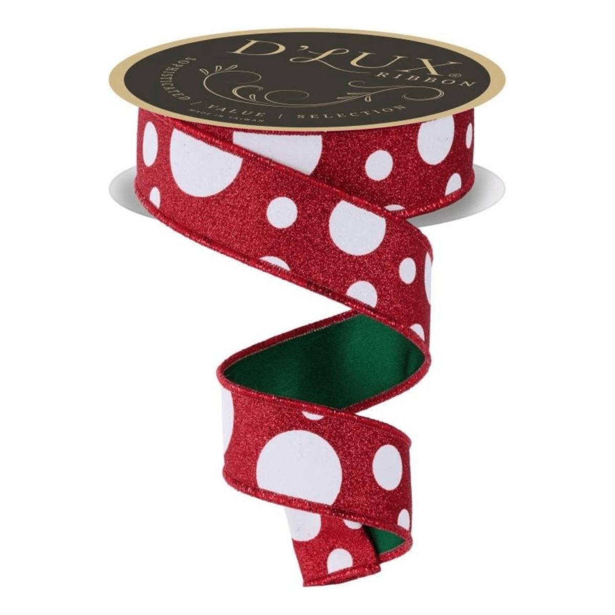 Shop For 1.5 in Giant Polka Dot Fused Ribbon: Red/Green (10 Yards)