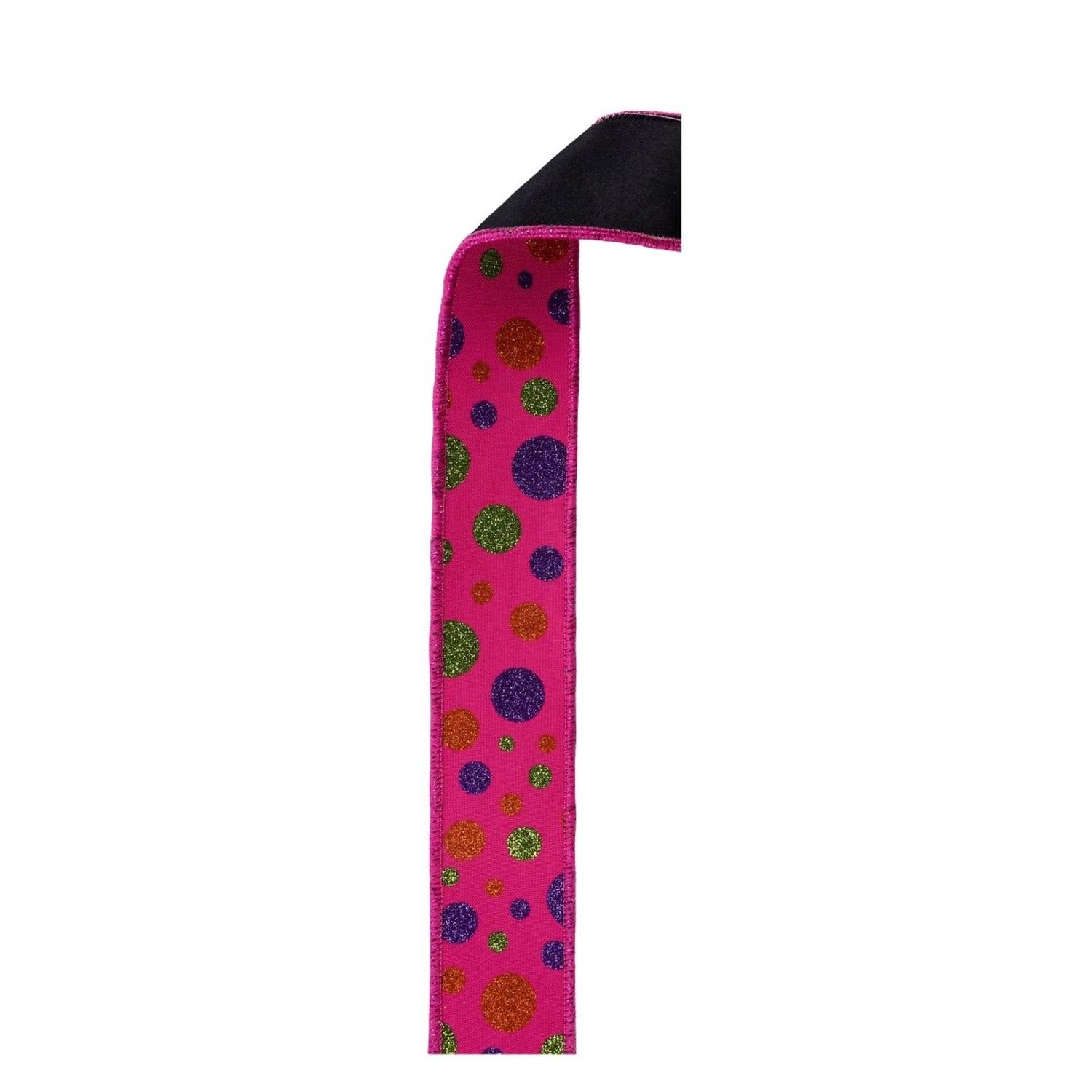 Shop For 1.5 in Glitter Polka Dot Fused Ribbon: Hot Pink (10 Yards)