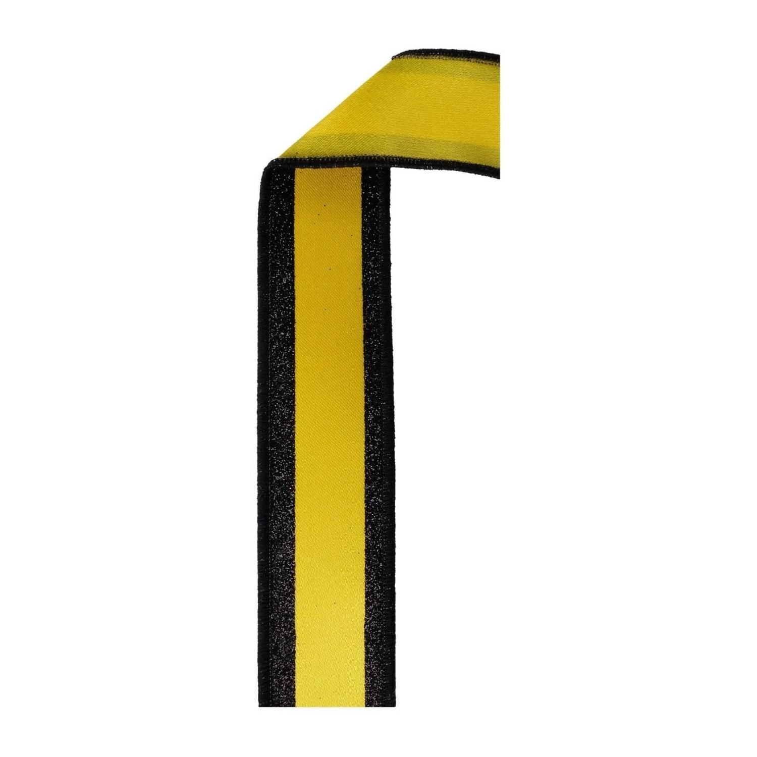 Shop For 1.5 in Vertical Stripe Glitter Fused Ribbon: Black & Yellow