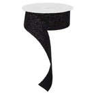 Shop For 1.5 inch Glitter on Fabric Ribbon: Black (25 Yards)