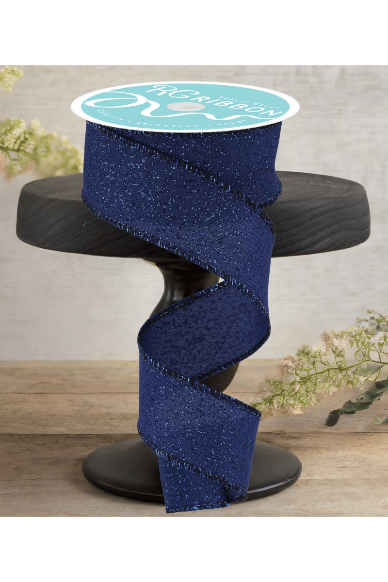 Shop For 1.5" Irregular Spotted Glitter Ribbon: Navy Blue (10 Yards)