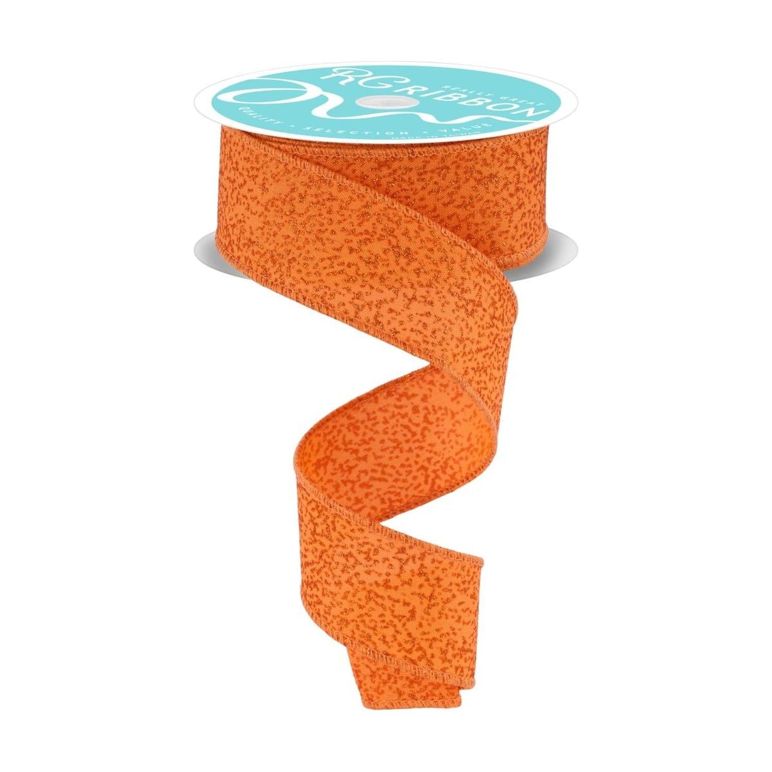 1.5" Irregular Spotted Glitter Ribbon: Orange (10 Yards)