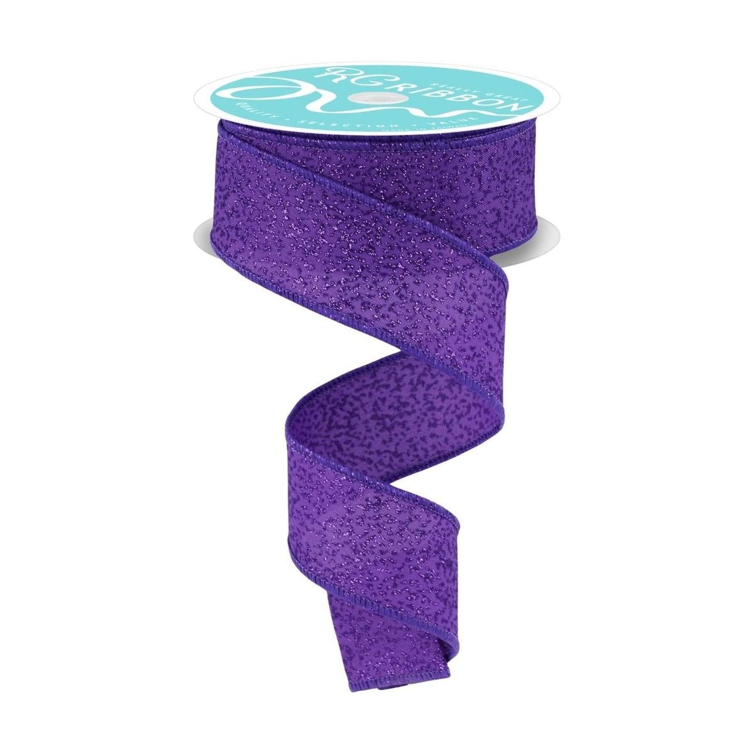 1.5" Irregular Spotted Glitter Ribbon: Purple (10 Yards)