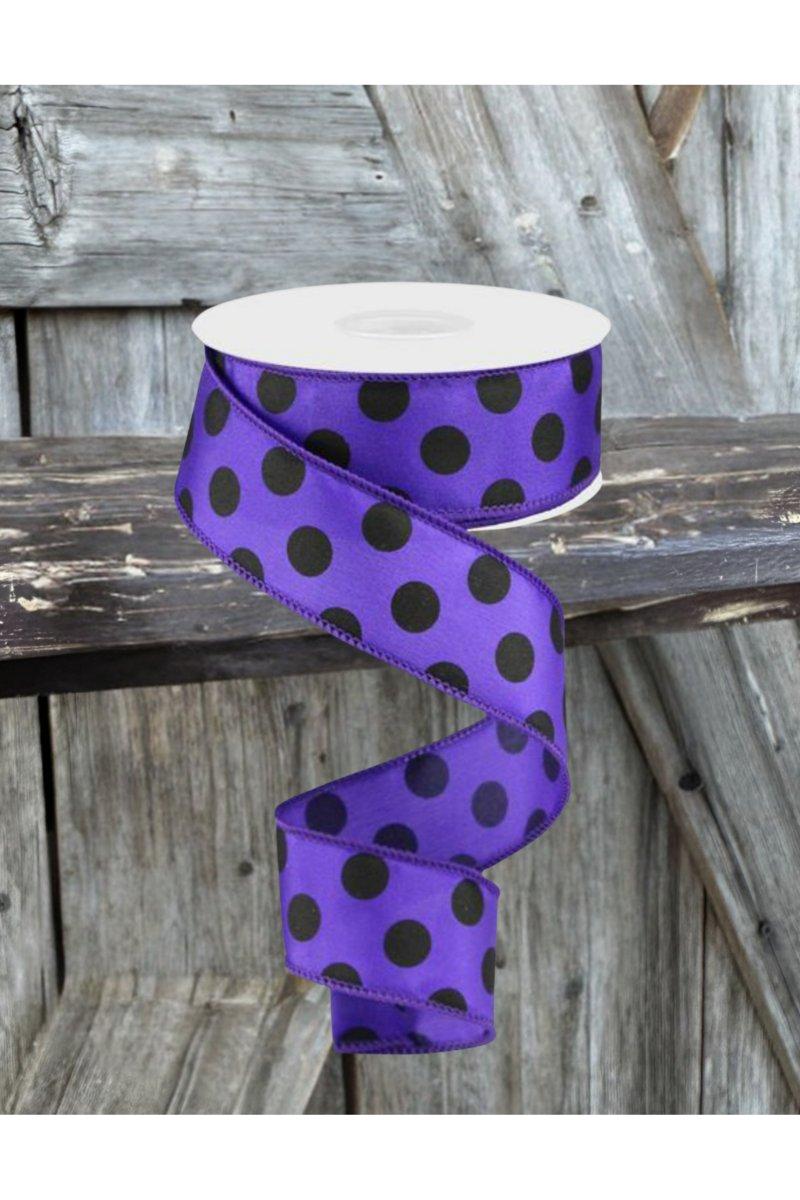 Shop For 1.5" Large Polka Dot Ribbon: Purple & Black (10 Yards)