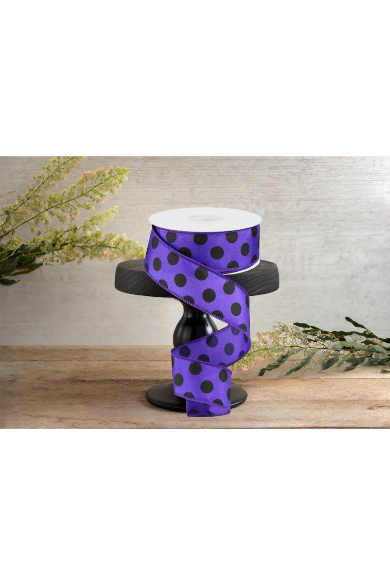 Shop For 1.5" Large Polka Dot Ribbon: Purple & Black (10 Yards)