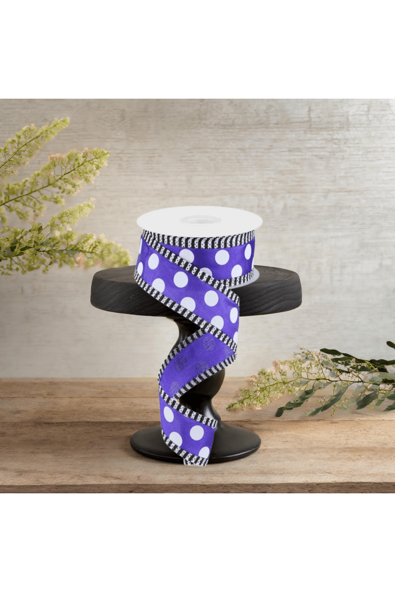 Shop For 1.5" Large Polka Dot Stripe Ribbon: Purple (10 Yards)