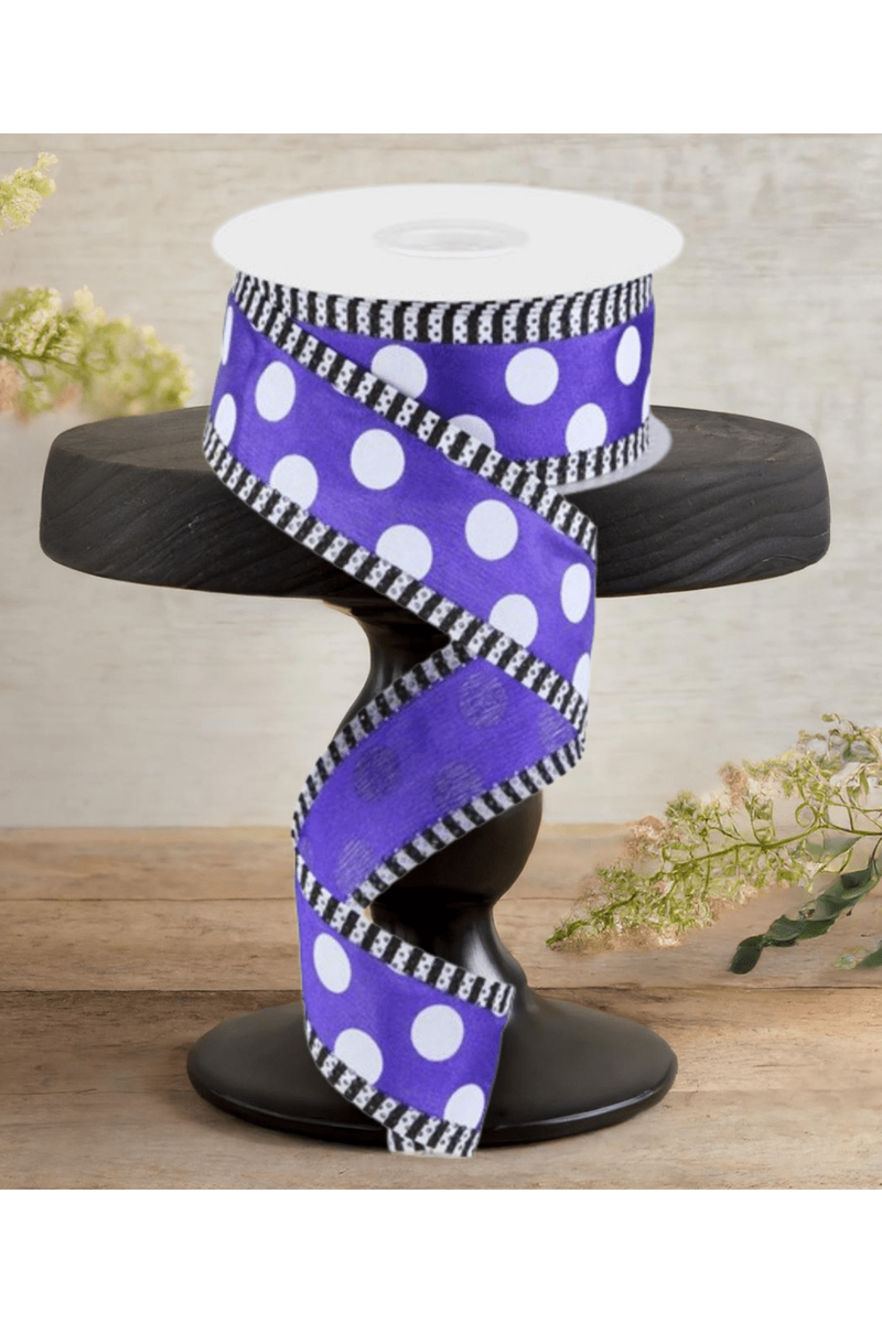 Shop For 1.5" Large Polka Dot Stripe Ribbon: Purple (10 Yards)