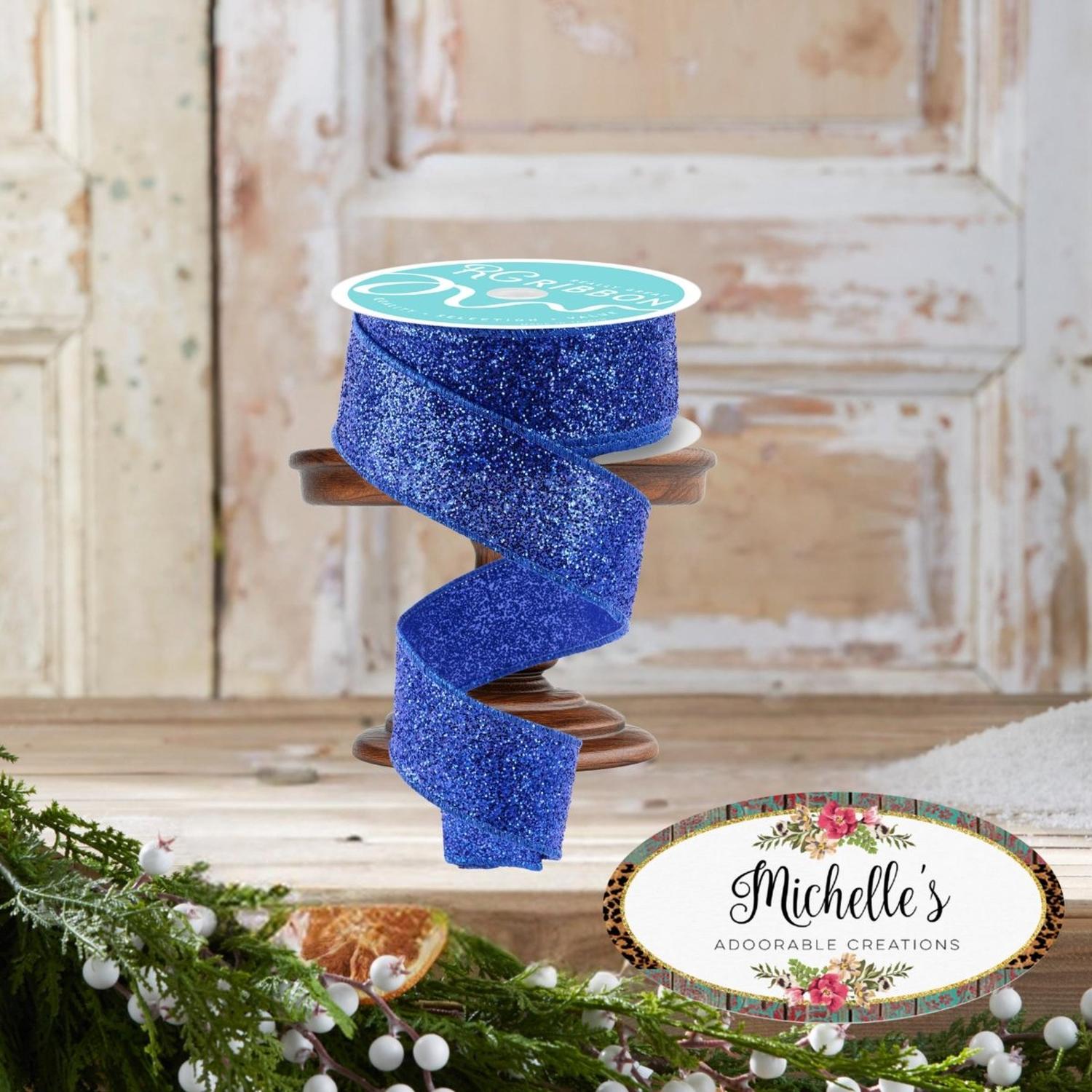 1.5" Laser Glitter Ribbon: Royal Blue (10 Yards)