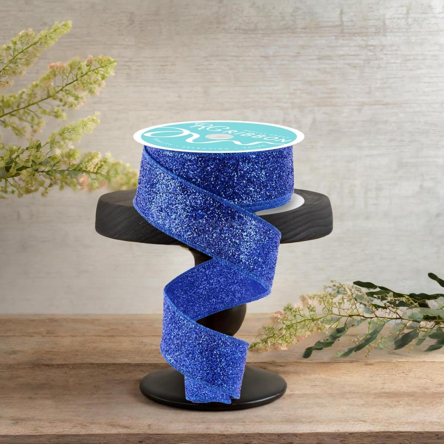 1.5" Laser Glitter Ribbon: Royal Blue (10 Yards)