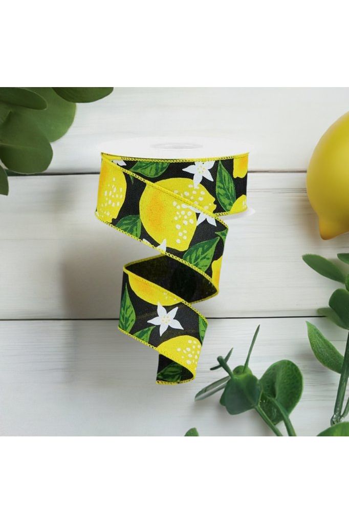 Shop For 1.5" Lemon on Royal Ribbon: Black (10 Yards) at Michelle's aDOORable Creations