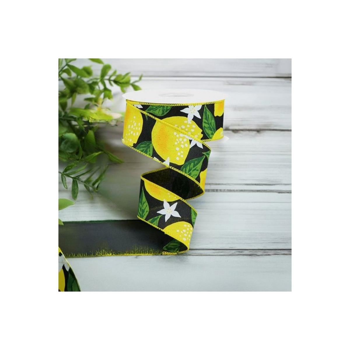 Shop For 1.5" Lemon on Royal Ribbon: Black (10 Yards) at Michelle's aDOORable Creations