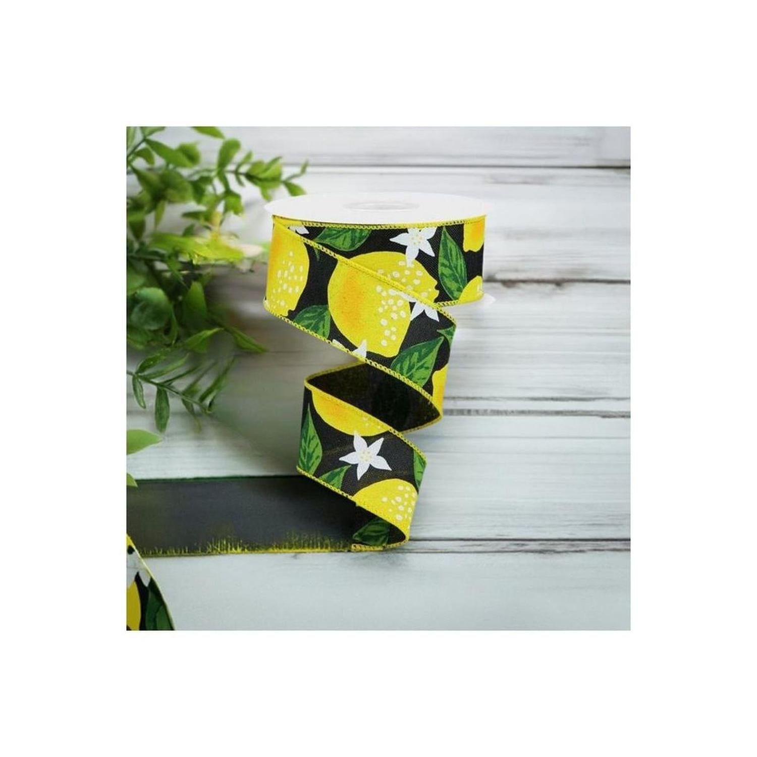 Shop For 1.5" Lemon on Royal Ribbon: Black (10 Yards) at Michelle's aDOORable Creations