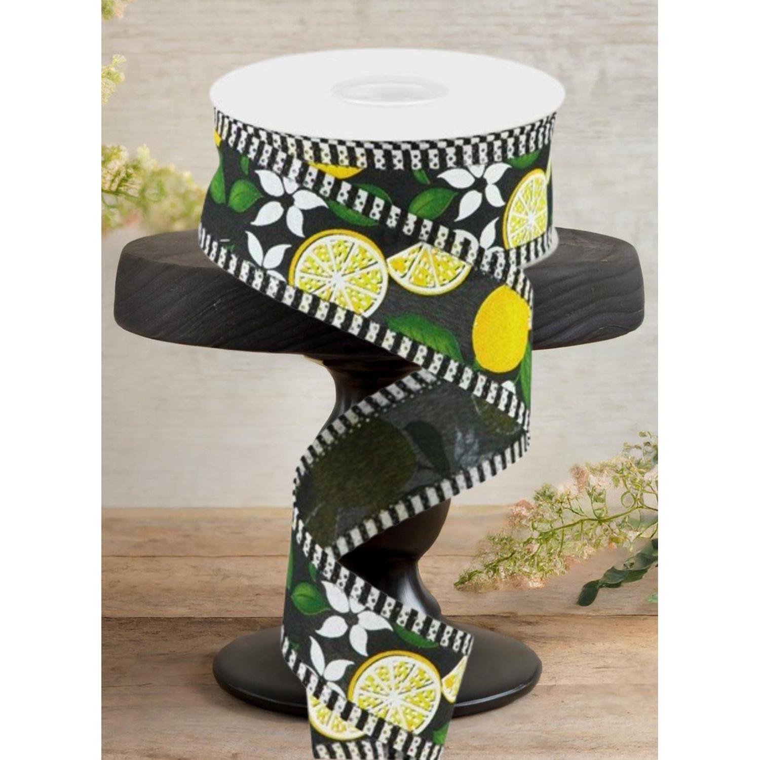 Shop For 1.5" Lemon Thin Stripes Ribbon: Black (10 Yards)