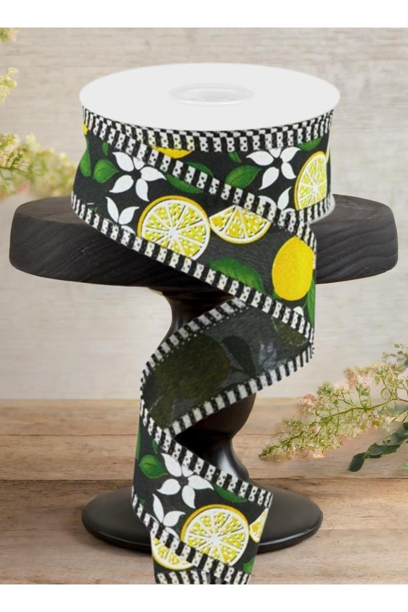 Shop For 1.5" Lemon Thin Stripes Ribbon: Black (10 Yards)