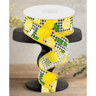 Shop For 1.5" Lemon with Leaves Check Ribbon: Black & White (10 Yards)