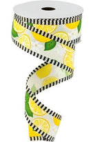 Shop For 1.5" Lemon with Leaves Thin Stripes Ribbon: Cream (10 Yards) at Michelle's aDOORable Creations