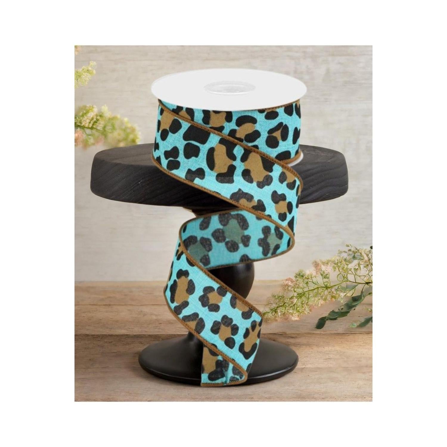 Shop For 1.5" Leopard Print Ribbon: Teal (10 Yards)