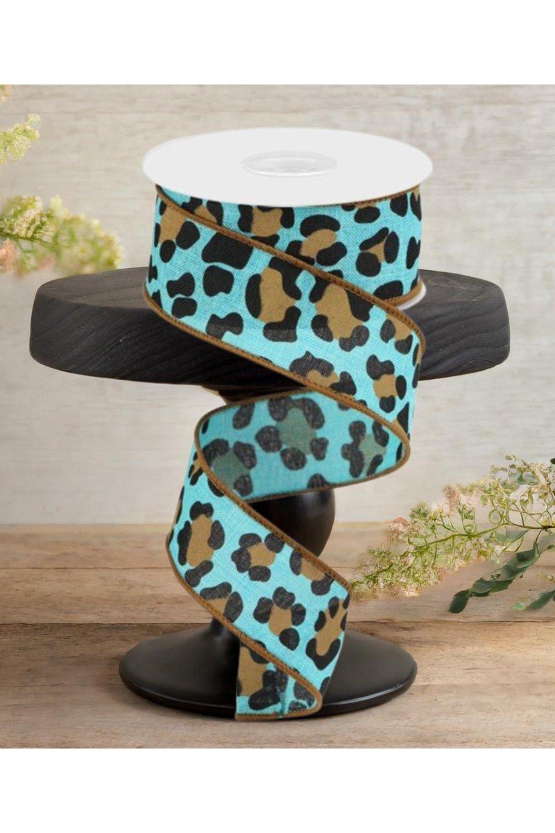 Shop For 1.5" Leopard Print Ribbon: Teal (10 Yards)