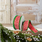 Shop For 1.5" Linen Dots Pom Pom Ribbon: Red/Green (10 Yards)