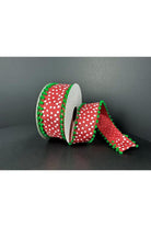 Shop For 1.5" Linen Dots Pom Pom Ribbon: Red/Green (10 Yards)