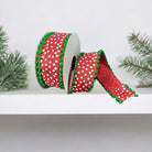 Shop For 1.5" Linen Dots Pom Pom Ribbon: Red/Green (10 Yards)