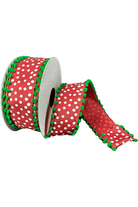 Shop For 1.5" Linen Dots Pom Pom Ribbon: Red/Green (10 Yards)