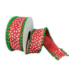 Shop For 1.5" Linen Dots Pom Pom Ribbon: Red/Green (10 Yards)