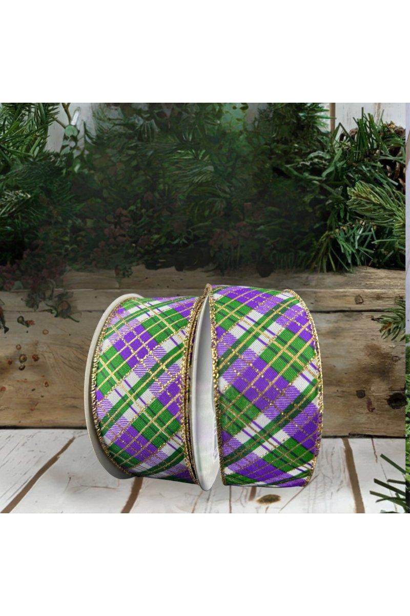 Shop For 1.5" Mardi Gras Plaid Ribbon: Purple, Gold, Green (10 Yards)