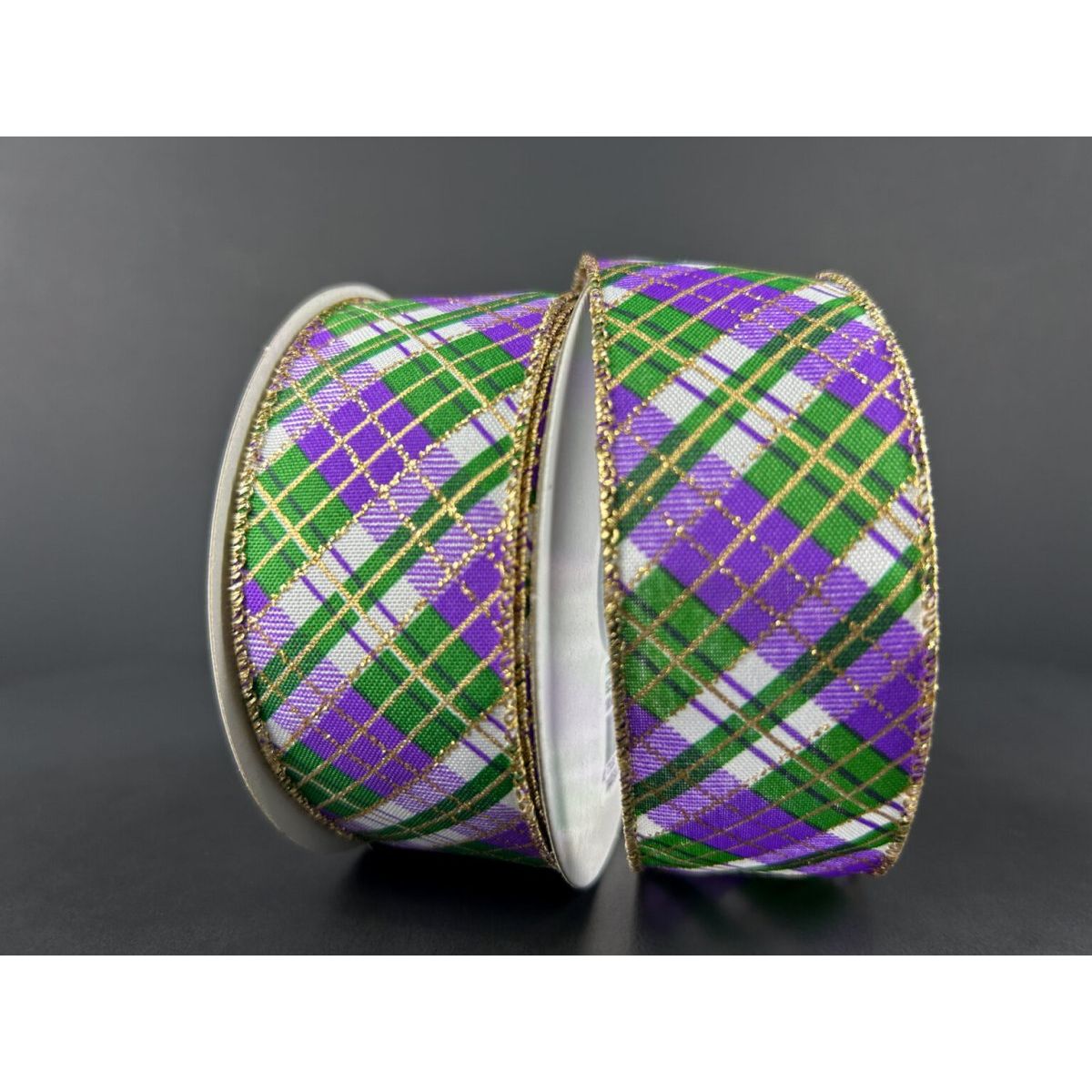 Shop For 1.5" Mardi Gras Plaid Ribbon: Purple, Gold, Green (10 Yards) at Michelle's aDOORable Creations