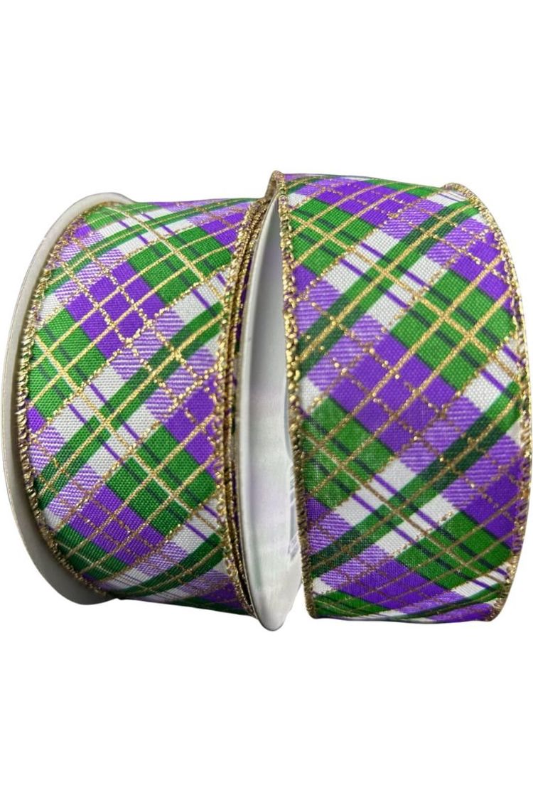 Shop For 1.5" Mardi Gras Plaid Ribbon: Purple, Gold, Green (10 Yards) at Michelle's aDOORable Creations