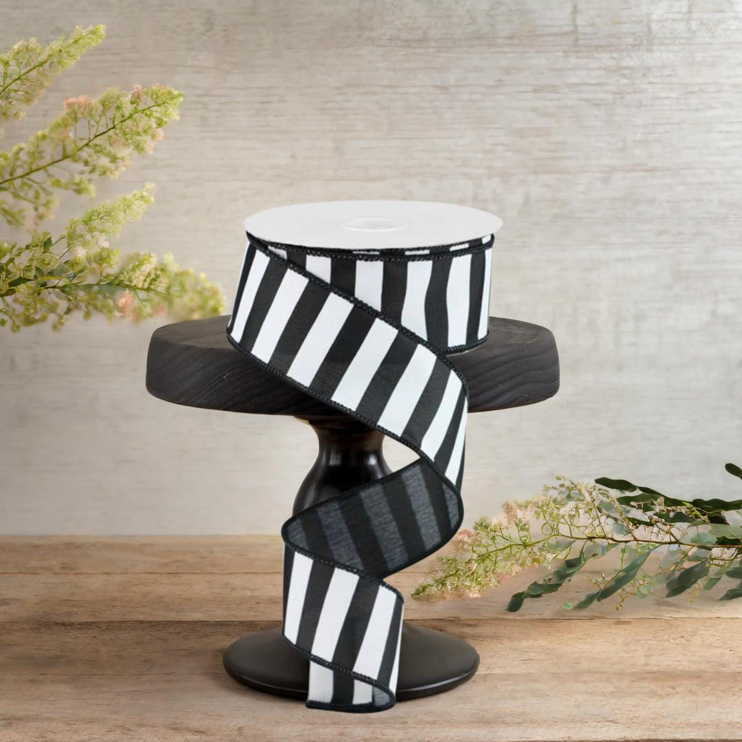 Shop For 1.5" Medium Horizontal Stripe Ribbon: Black & White (10 Yards)