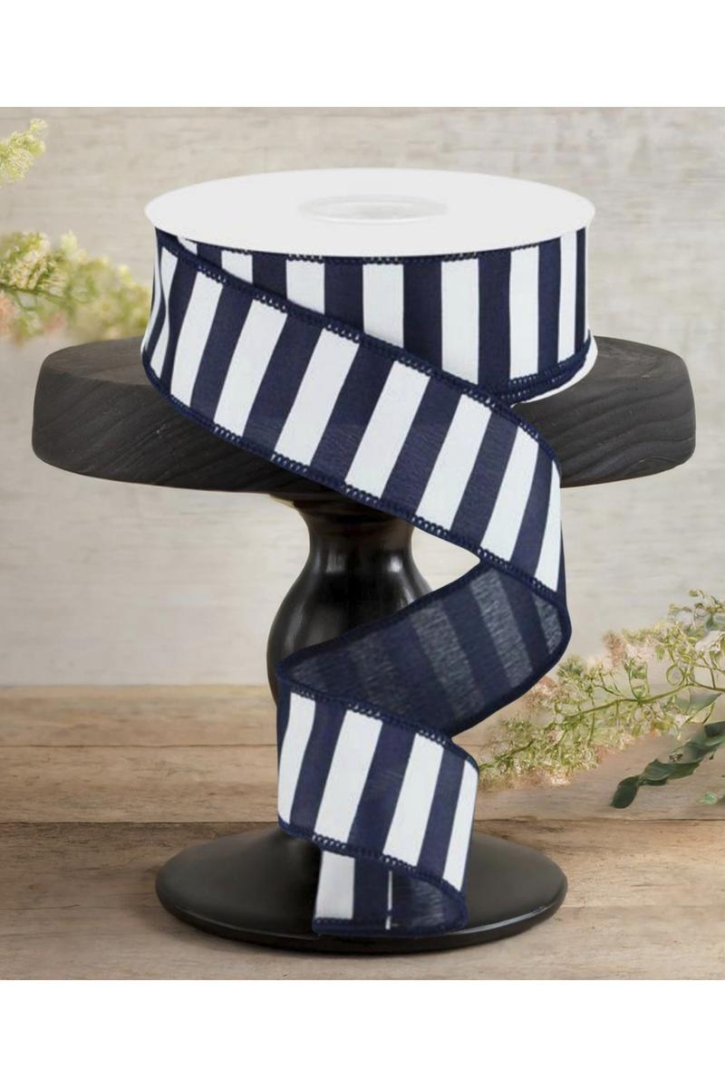 Shop For 1.5" Medium Horizontal Stripe Ribbon: Navy Blue & White (10 Yards)