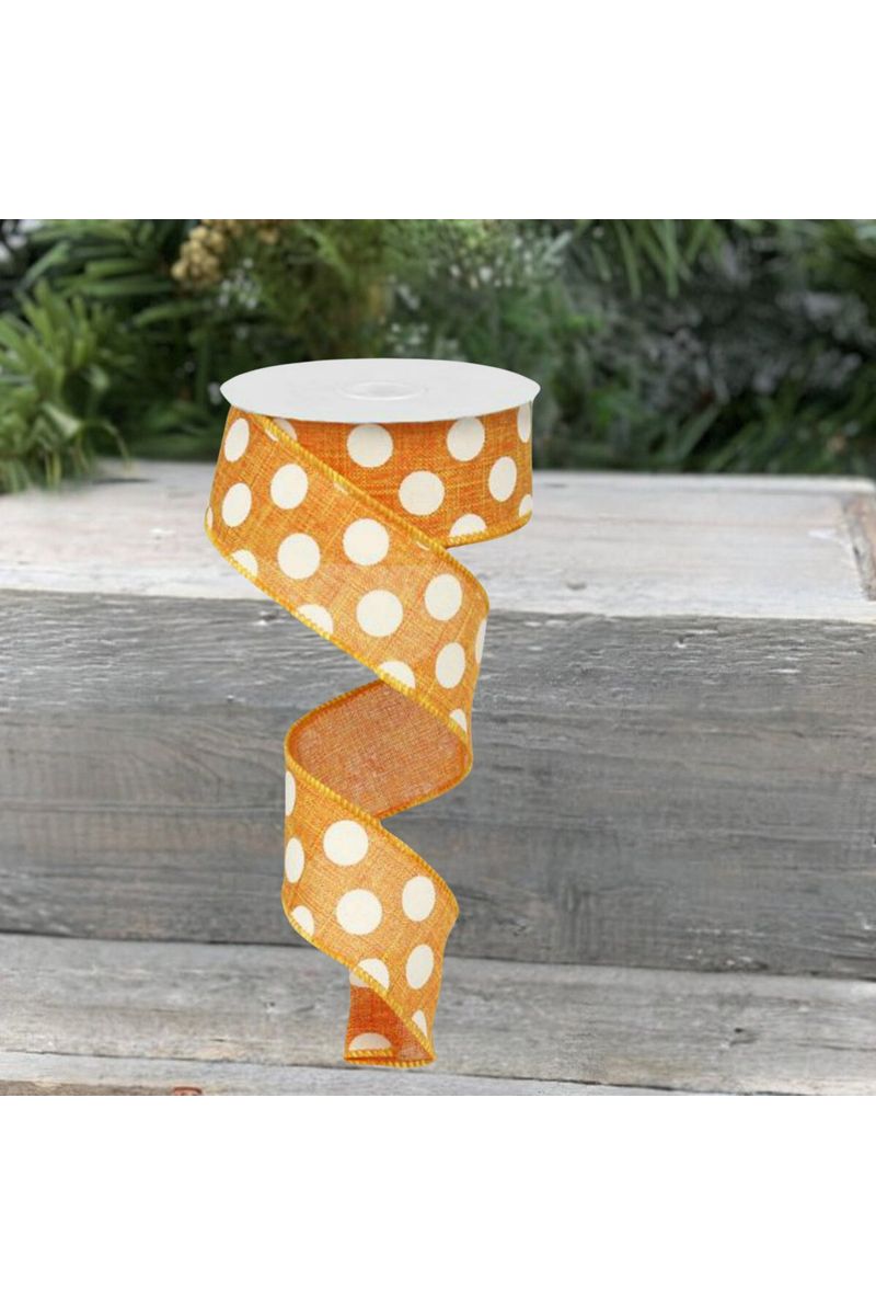 Shop For 1.5" Medium Polka Dots Canvas Ribbon: Orange (10 Yards) at Michelle's aDOORable Creations