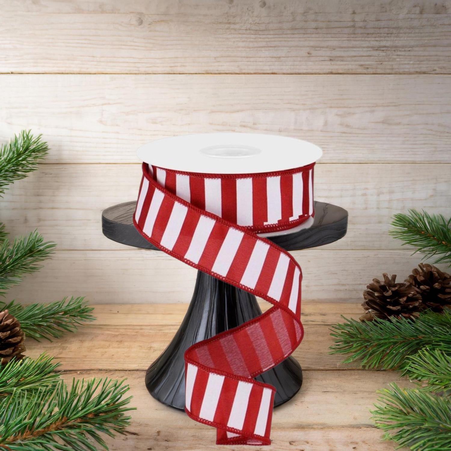 Shop For 1.5" Medium Stripe Ribbon: Crimson Red & White (10 Yards)