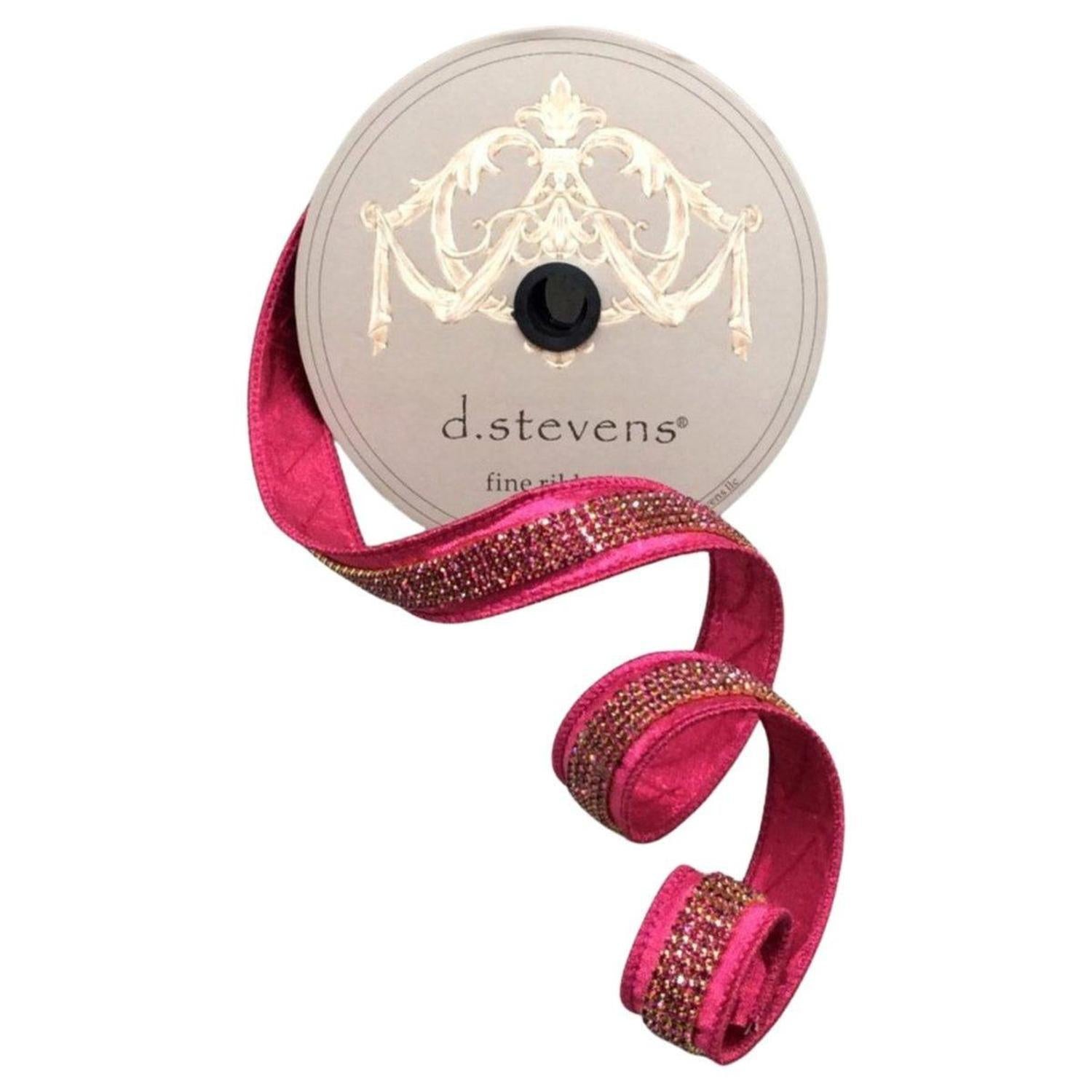 1" Metallic Dupion Duchess Jewel Ribbon: Hot Pink (5 Yards)