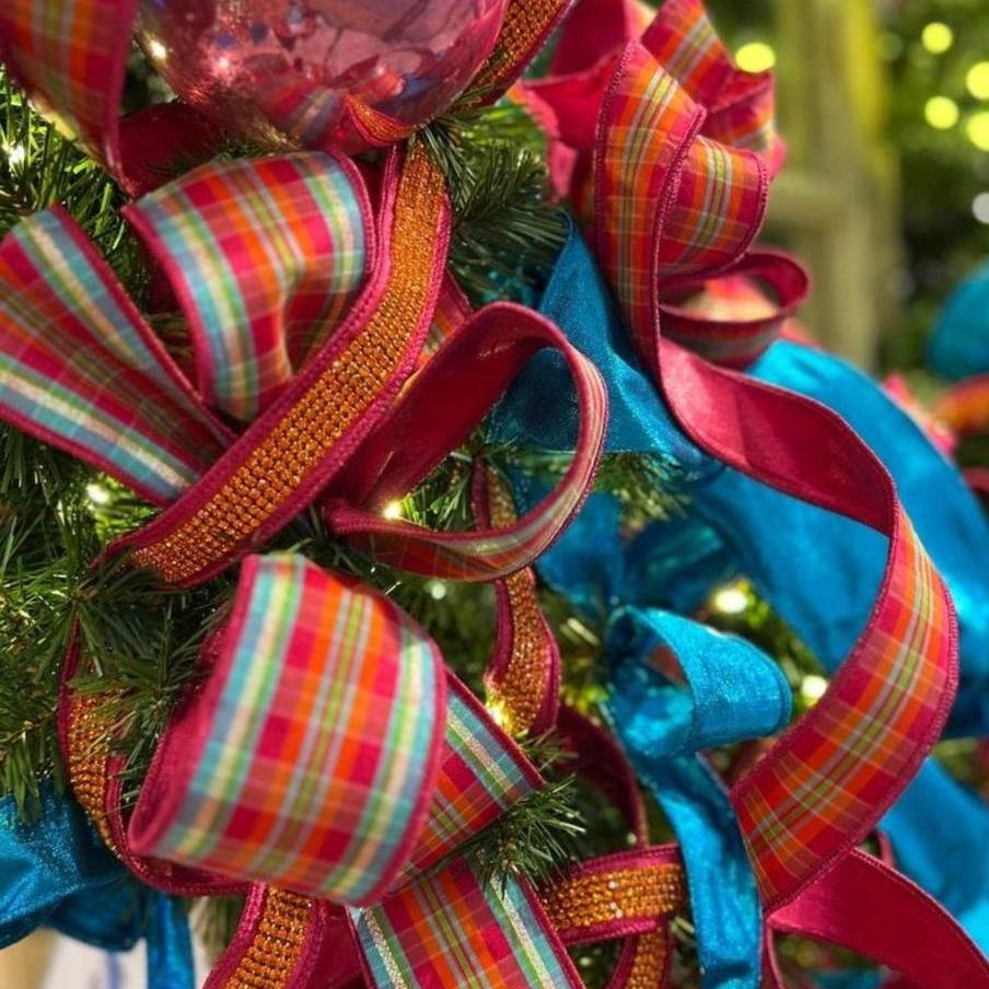 Shop For 1.5" Metallic Dupion Duchess Jewel Ribbon: Hot Pink/Orange (10 Yards) at Michelle's aDOORable Creations